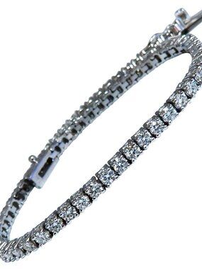 2.87ct Natural Diamonds Tennis Bracelet 14kt Gold Classic Riviera*